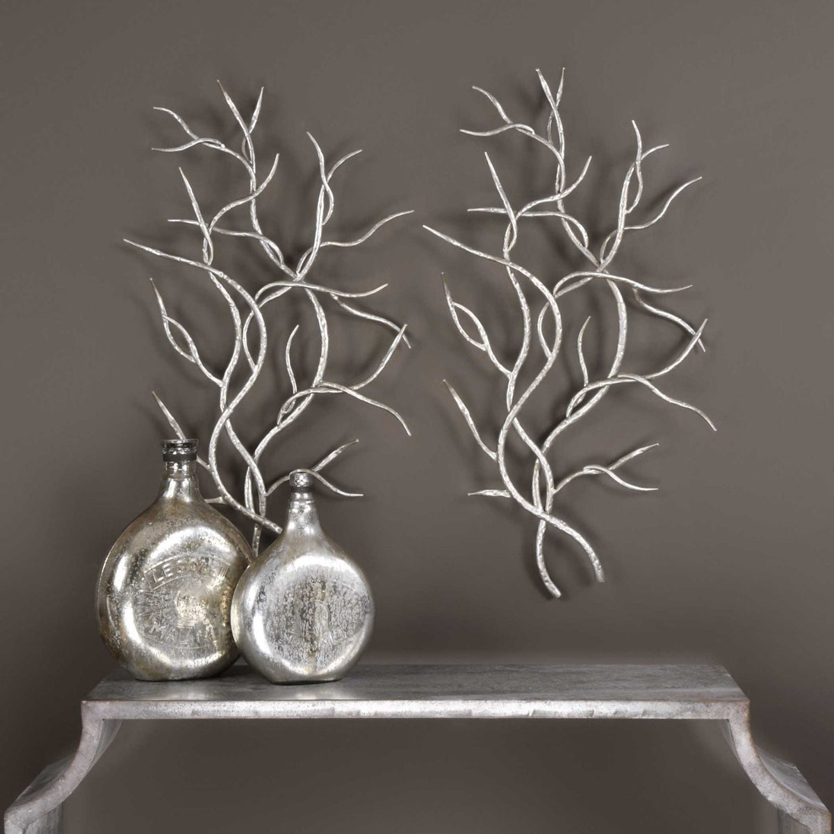 Silver Branches - Wall Art (Set of 2) - Silver