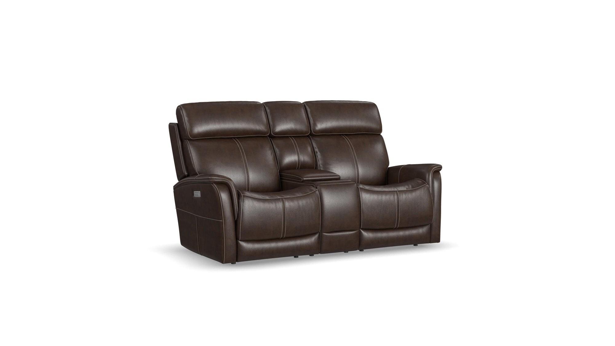 View - Power Reclining Loveseat With Console, Power Headrest & Lumbar