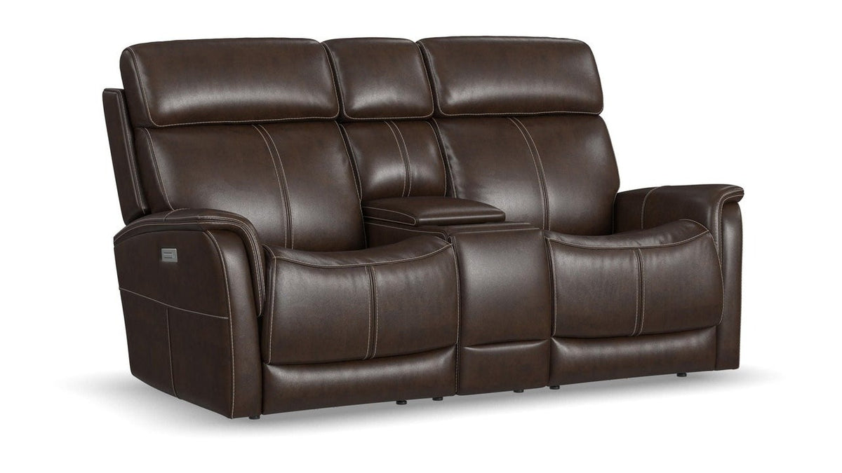 View - Power Reclining Loveseat With Console, Power Headrest & Lumbar