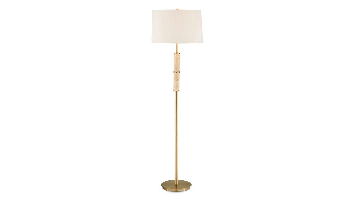 Verlaine - Travertine Floor Lamp - Brass,Gold