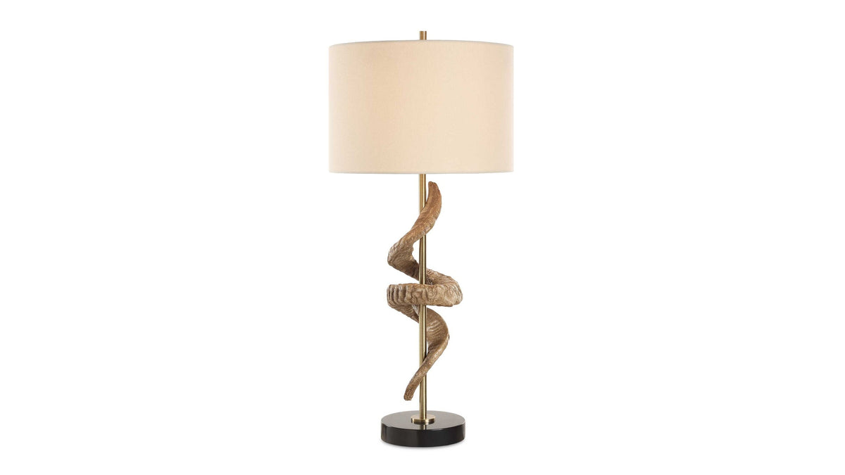 Rams - Horn Table Lamp - Light Brown