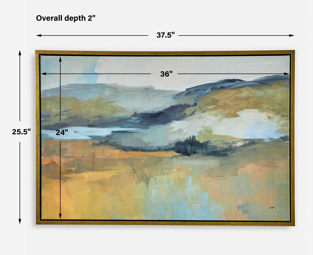 Folded Hills - Framed Landscape Art - Yellow