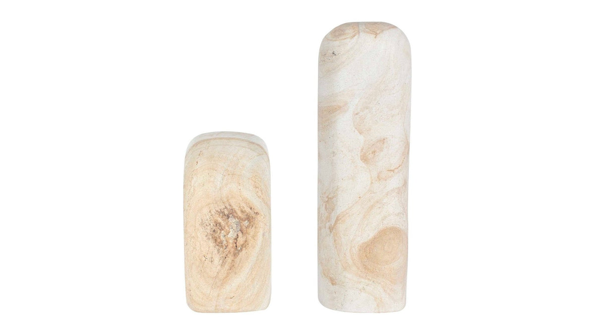 Stone Flow - Outdoor Sculptures Set of 2 - Brown / White