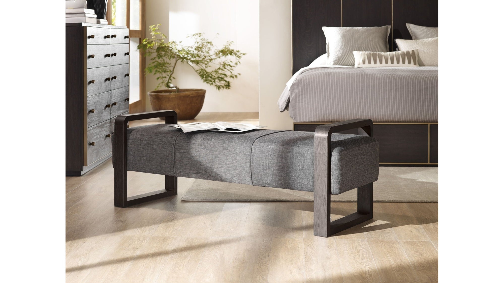 Curata - Upholstered Bench - Dark Gray