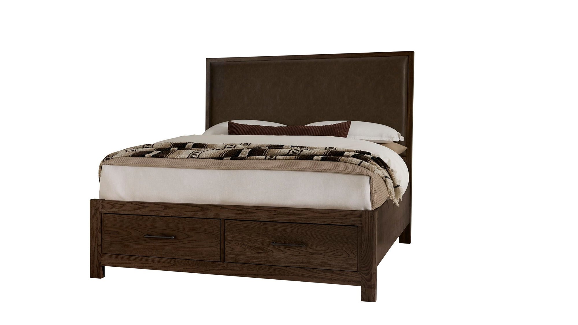 Lodge & Loft - Upholstered Storage Bed - Dark Oak / Sedona Brown