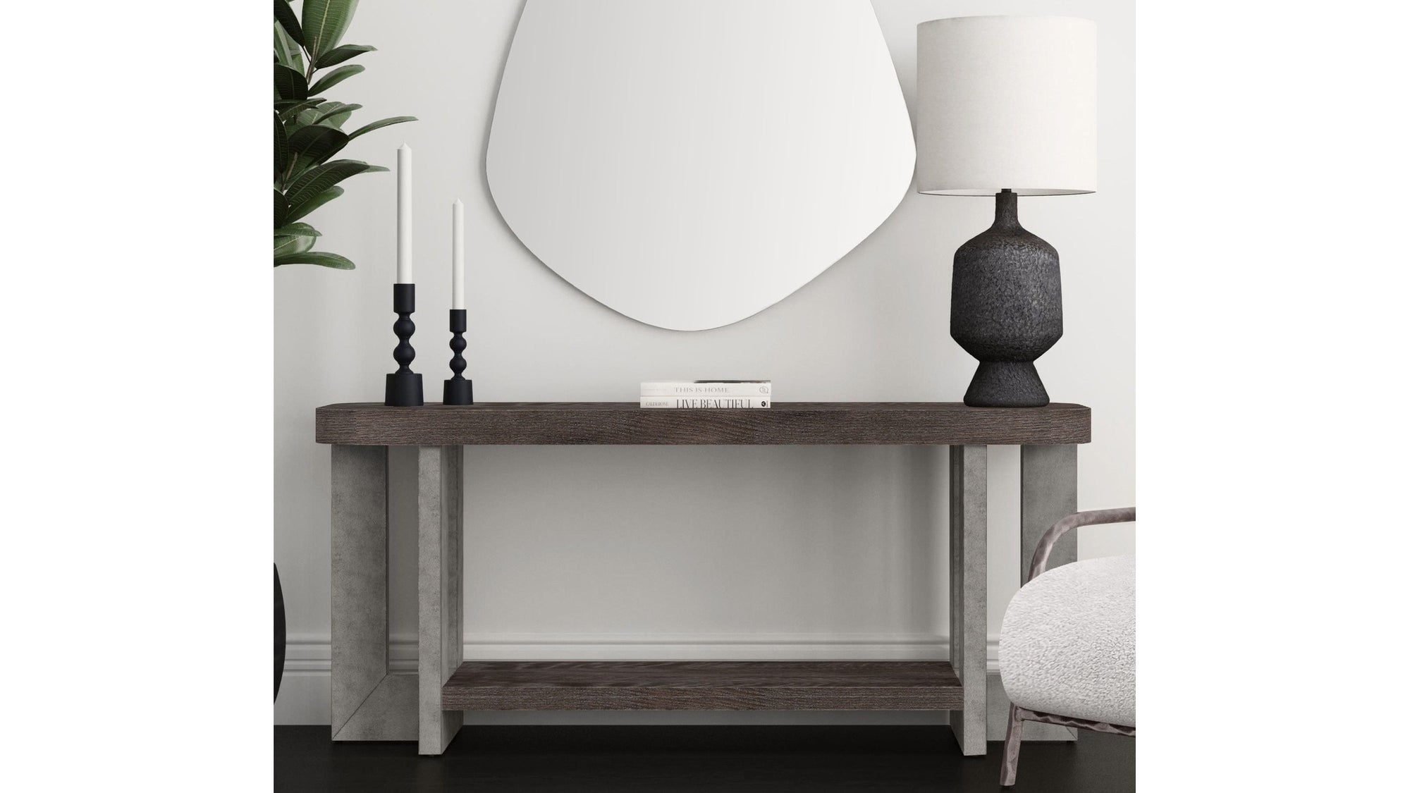 Nova - Console Table - Cerused Charcoal Oak