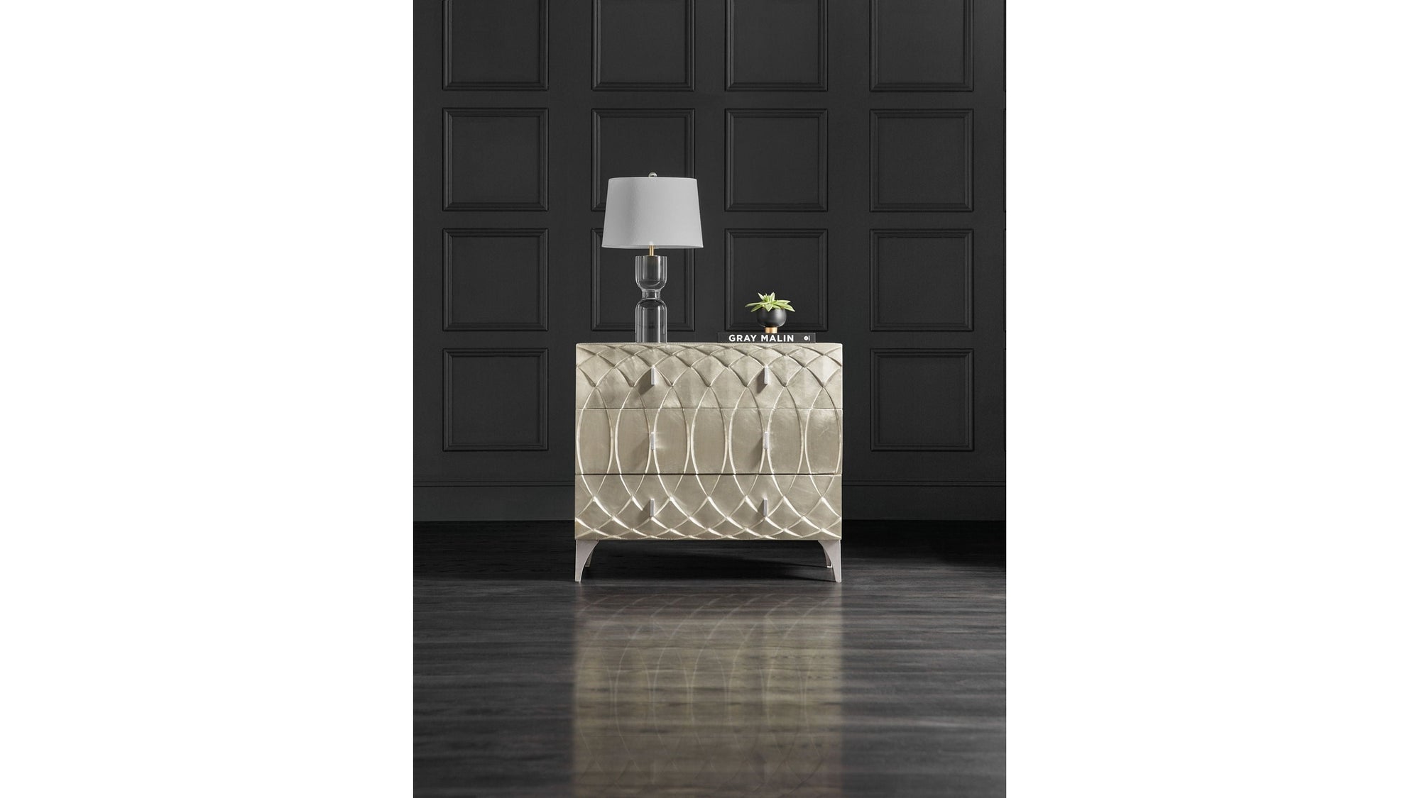Melange - Mathilda 3-Drawer Chest - Pearl Silver
