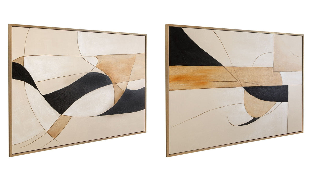 Golden Contour Framed Canvas Set of 2 - Gold