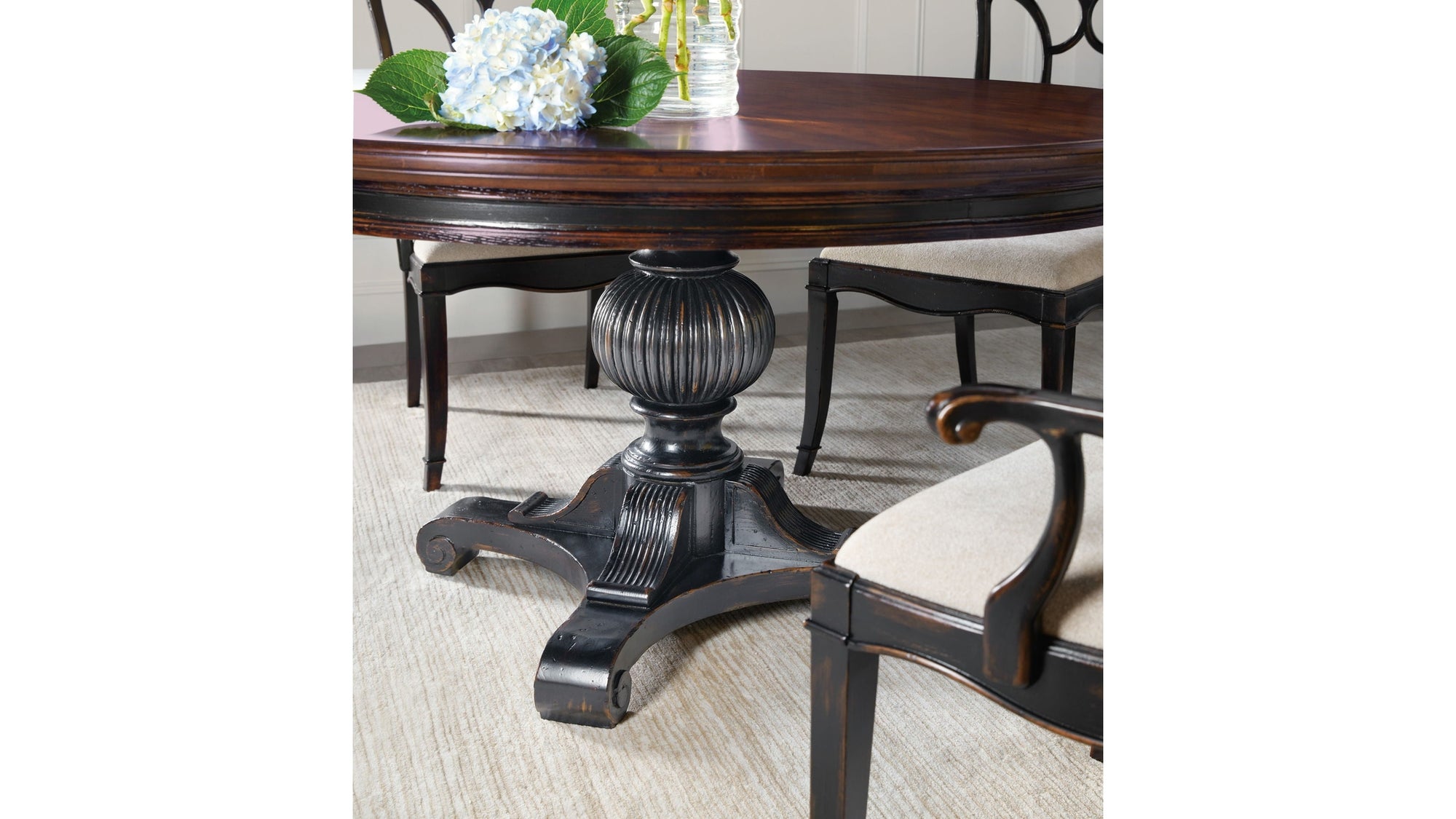 Charleston - Round Pedestal Dining Table With 1-20" leaf - Dark Brown