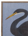 Bayou Heron II Framed Print - Blue / Black