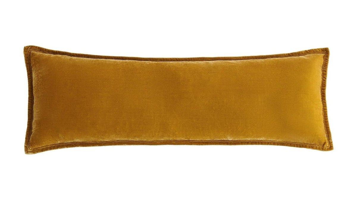 Stella - Faux Silk Velvet Long Lumbar Pillow - Saffron