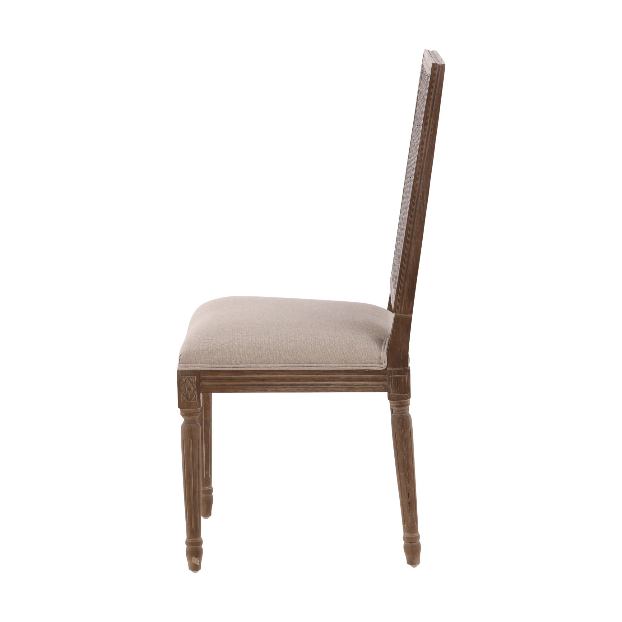 Linen &amp; Oak - Caned Back Side Chair - Dark Brown / Beige