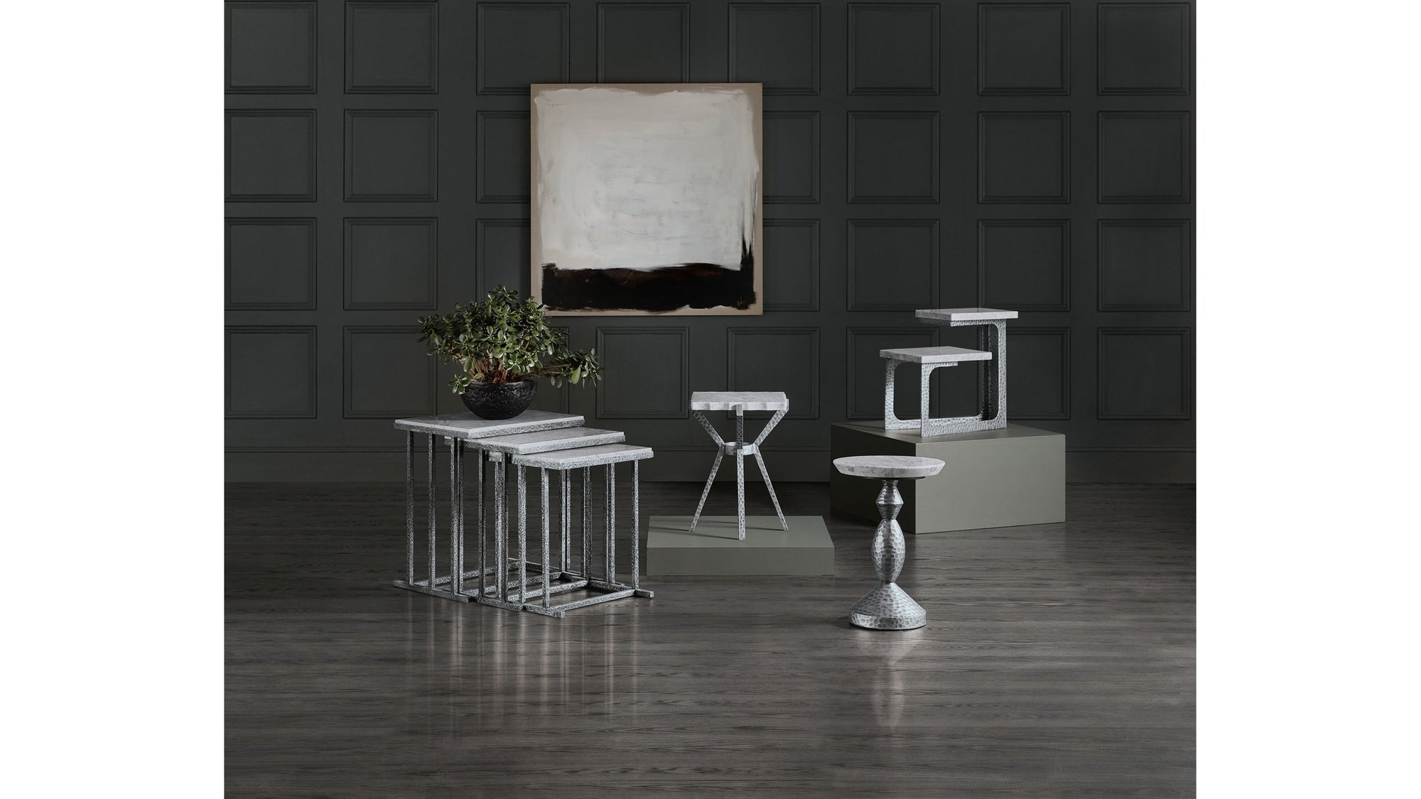 Melange - Georgie Side Table - Pearl Silver