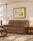Bernard - Power Reclining Sofa With Console, Power Headrests & Lumbar, Nailhead Trim