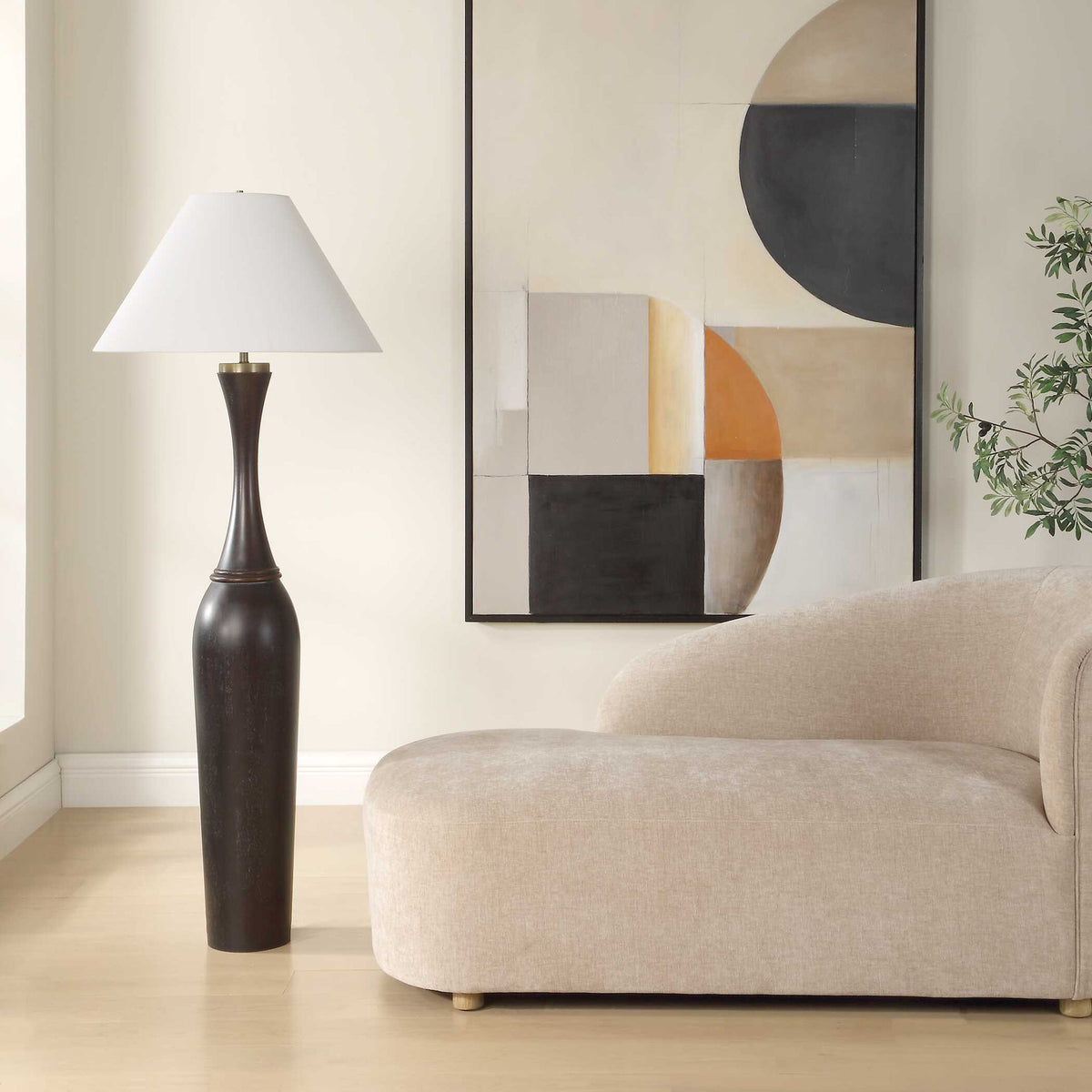 Pravin - Floor Lamp - Dark Wood