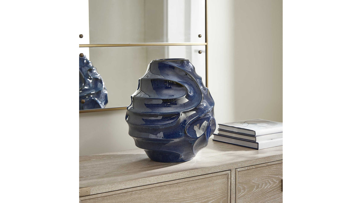 Helix Swirl - Outdoor Vase - Blue