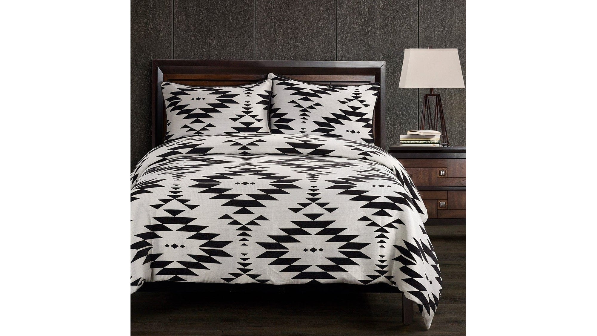 Amelia - King Aztec Comforter Set Set of 3 - Black / White