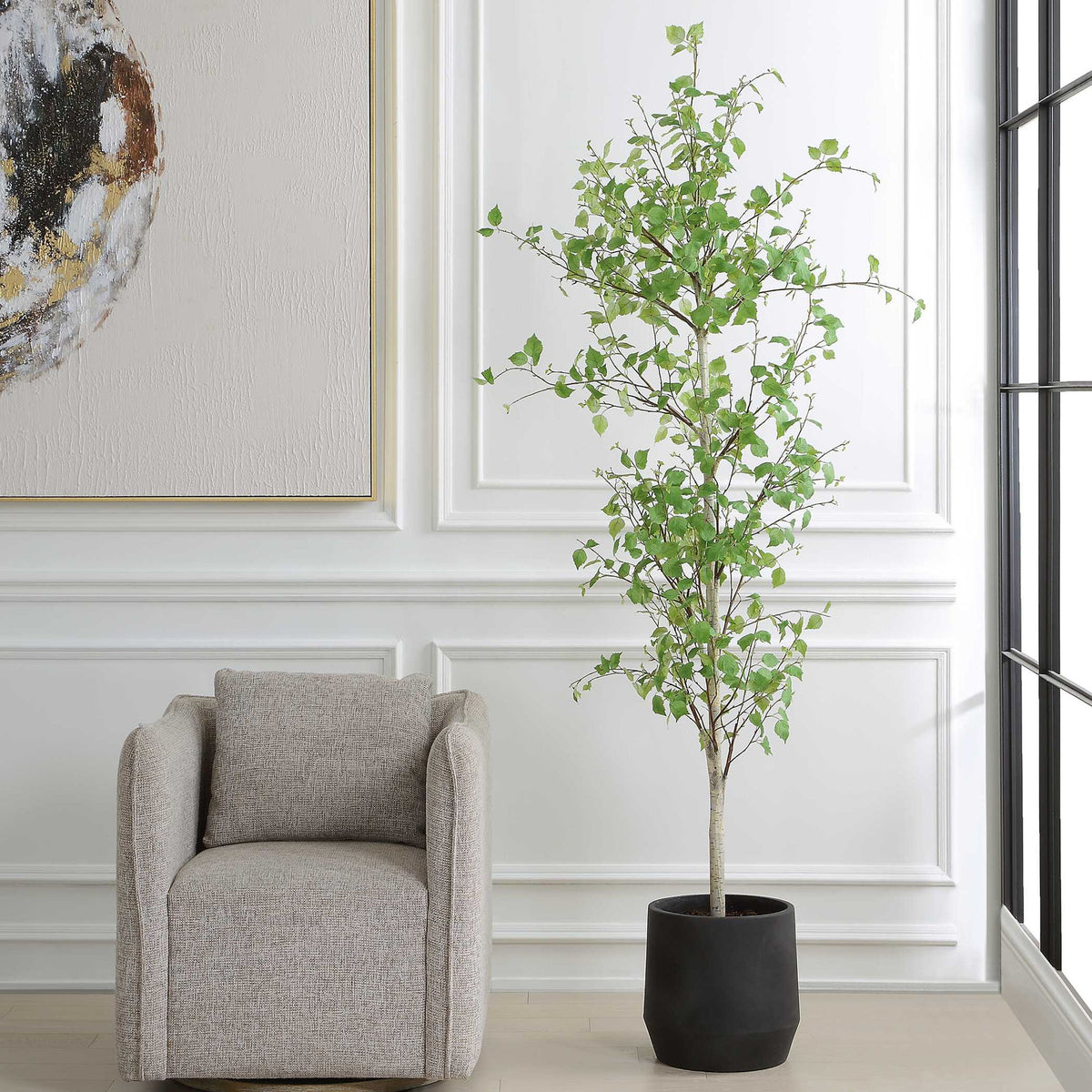 Boreal - Potted Birch Tree - Gray / Green