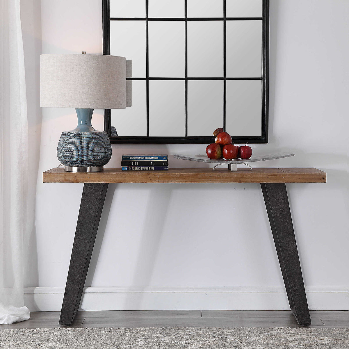 Freddy - Weathered Console Table - Light Brown &amp; Black