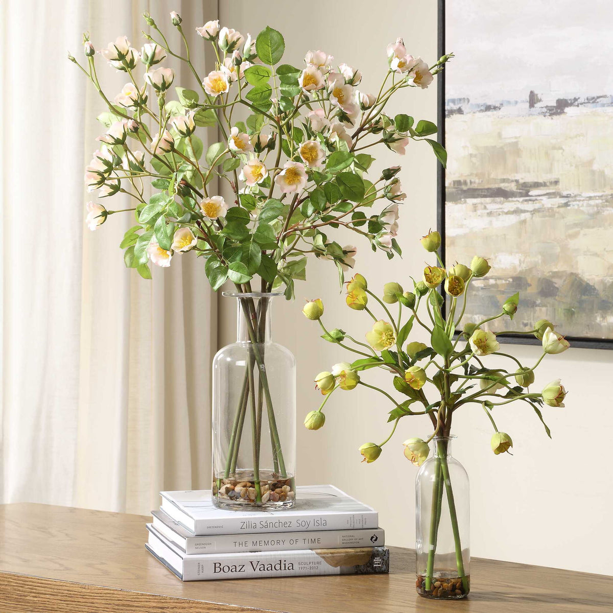 Tranquility Lenten - Rose Bouquets (Set of 2) - Green / Pink / Yellow