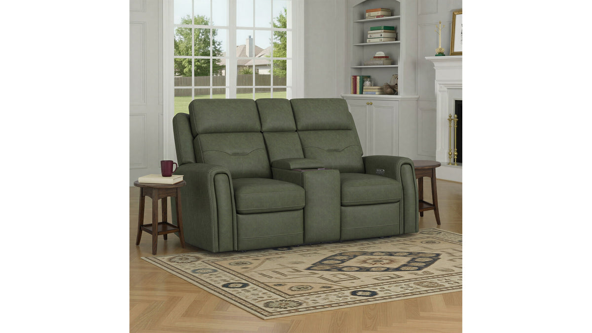 Felix - Power Reclining Loveseat With Console, Power Headrest, Lumbar, Heat &amp; Massage