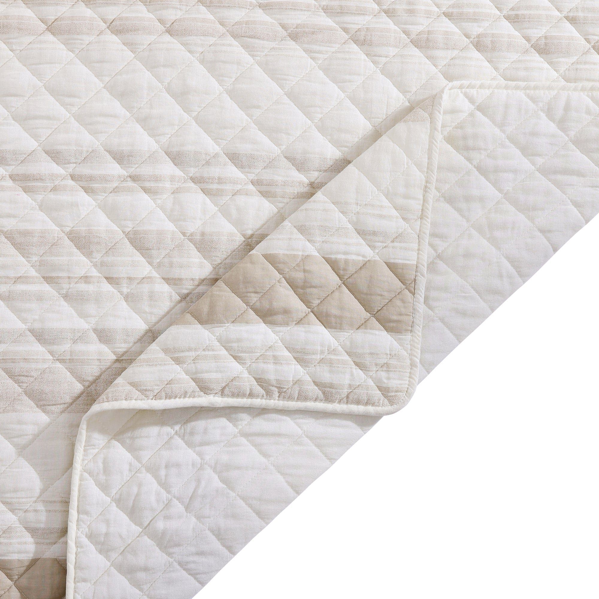 Mystic Stripe - King Cotton Gauze Quilt Set (Set of 3) - Taupe