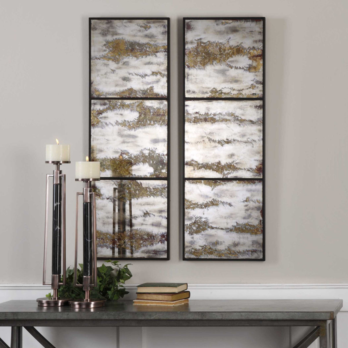 Rahila - Antiqued Mirror (Set of 2) - Black