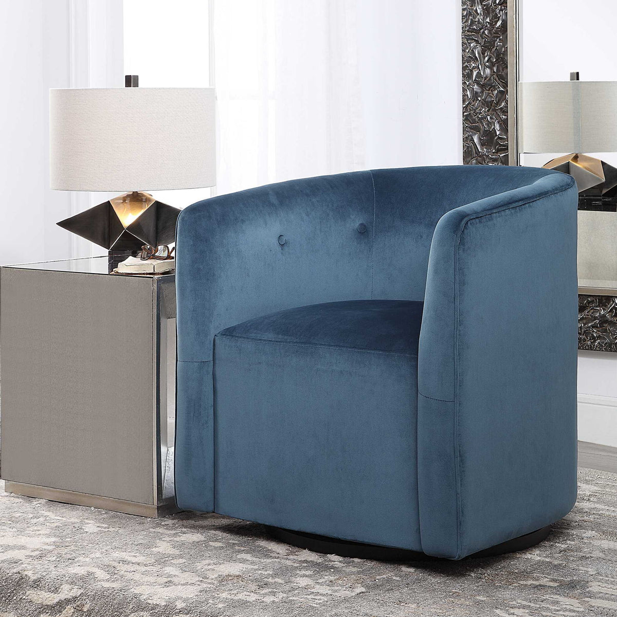 Mallorie - Swivel Chair - Blue