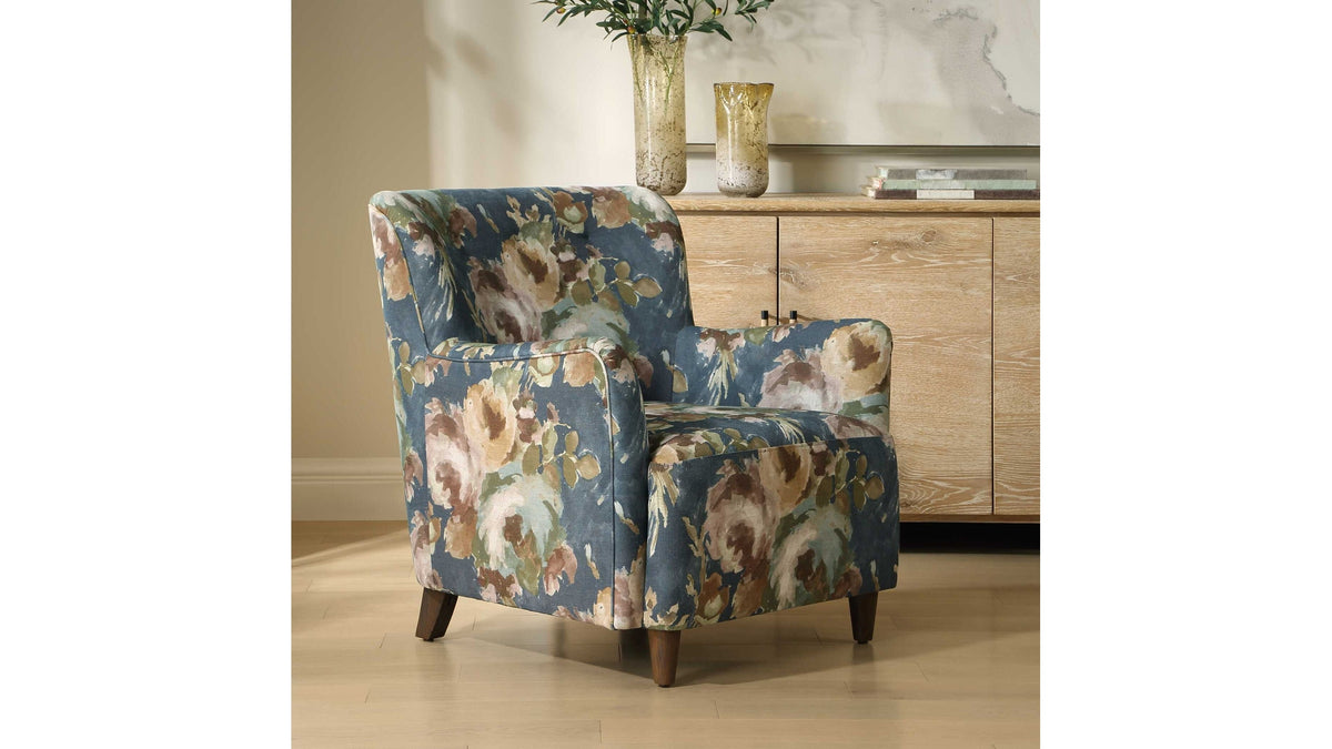 Lainey - Floral Upholstered Armchair - Blue