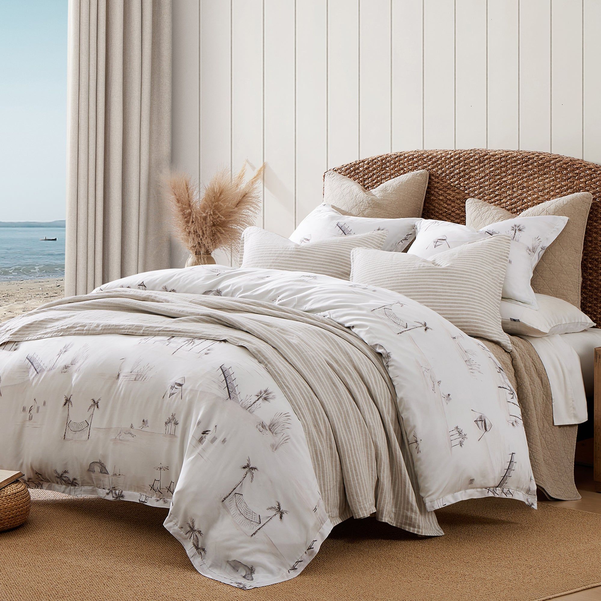 Lyocell - King Seaside Eucalyptus Duvet Cover Set (Set of 3) - Taupe
