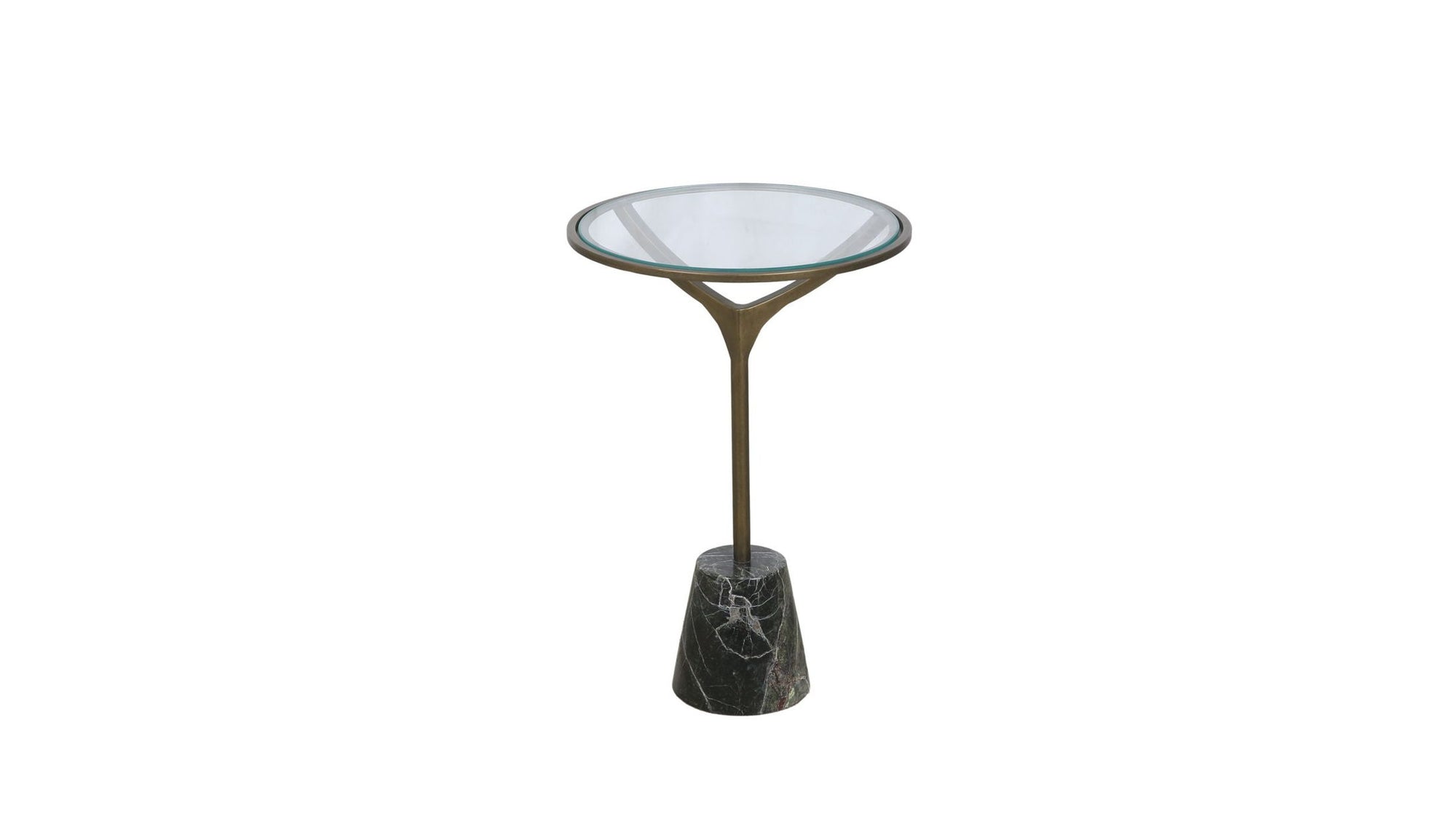 Gianna - Accent Table - Antique Brass / Green Marble