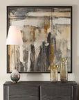 Landslide - Framed Abstract Print - Black / Brass / Gold / Gray / Orange / White / Yellow