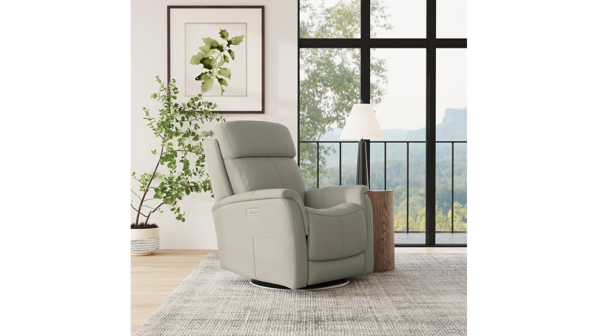 View - Power Swivel Recliner With Power Headrest
