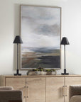 Lowlands - Framed Landscape Print - Black / Blue / Brown / Orange / White / Yellow