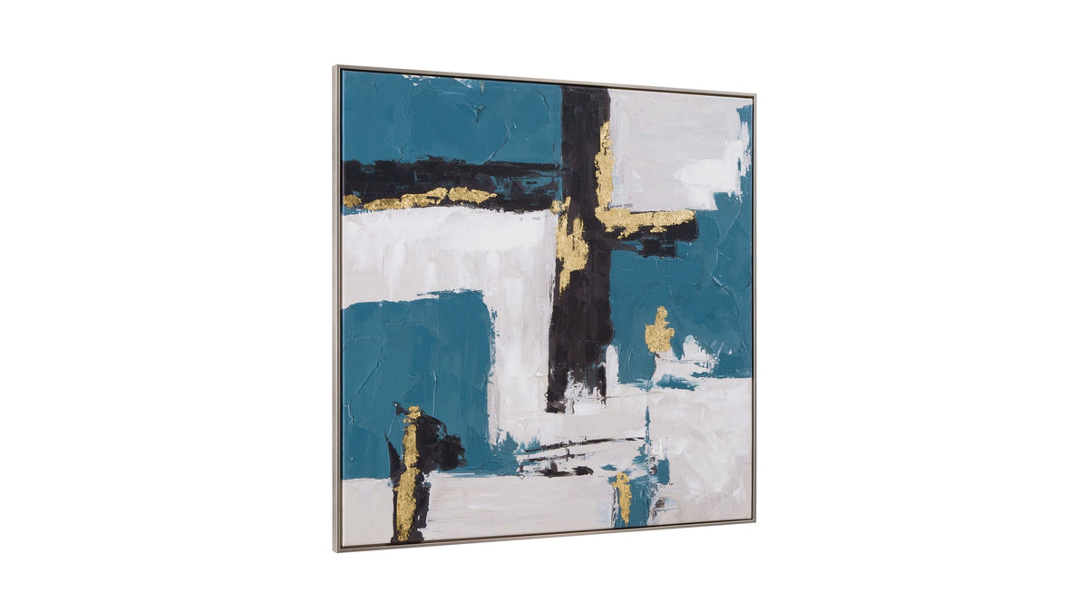 Around About Framed Canvas - Blue / White