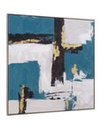 Around About Framed Canvas - Blue / White
