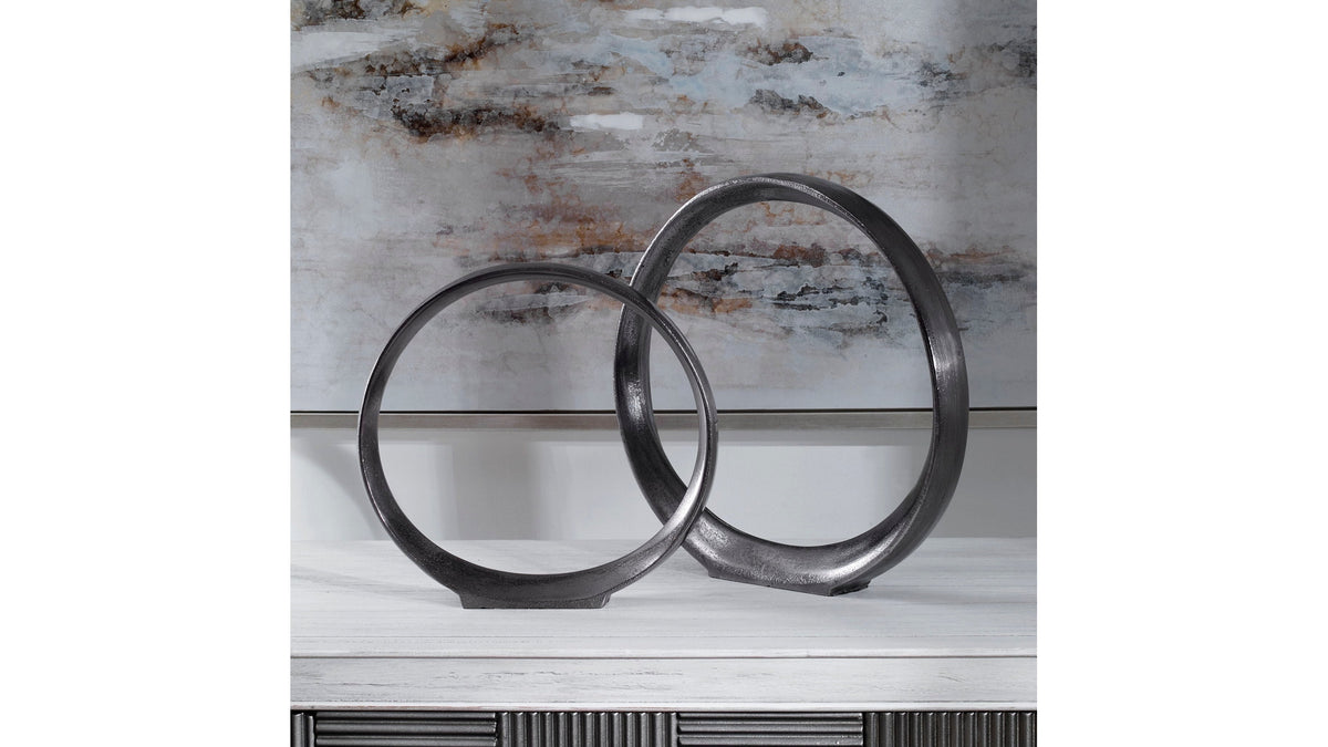 Orbits - Ring Sculptures Set of 2 - Black