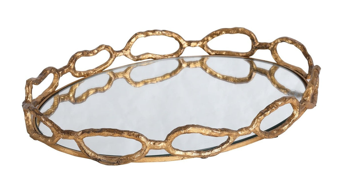 Cable - Chain Mirrored Tray - Gold