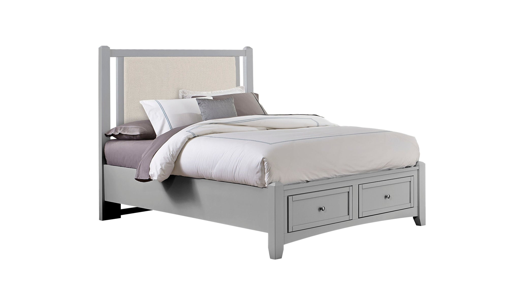 Bonanza - Pebble Gray Upholstered Bed With Storage Footboard