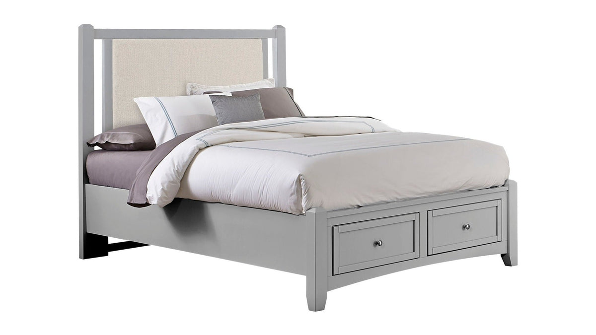 Bonanza - Pebble Gray Upholstered Bed With Storage Footboard