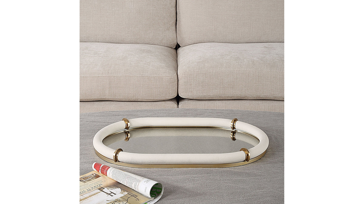 Cyprus - Leather Oval Tray - White