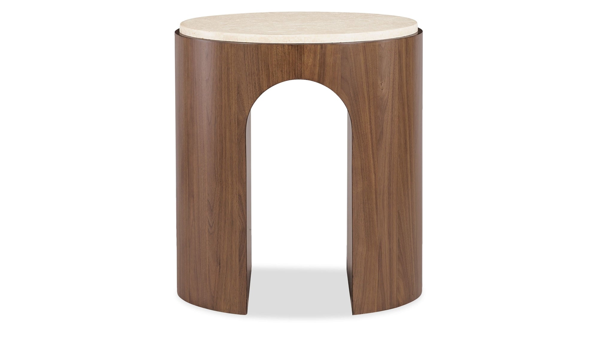 Eleana - Marble Top Round End Table - Medium Wood