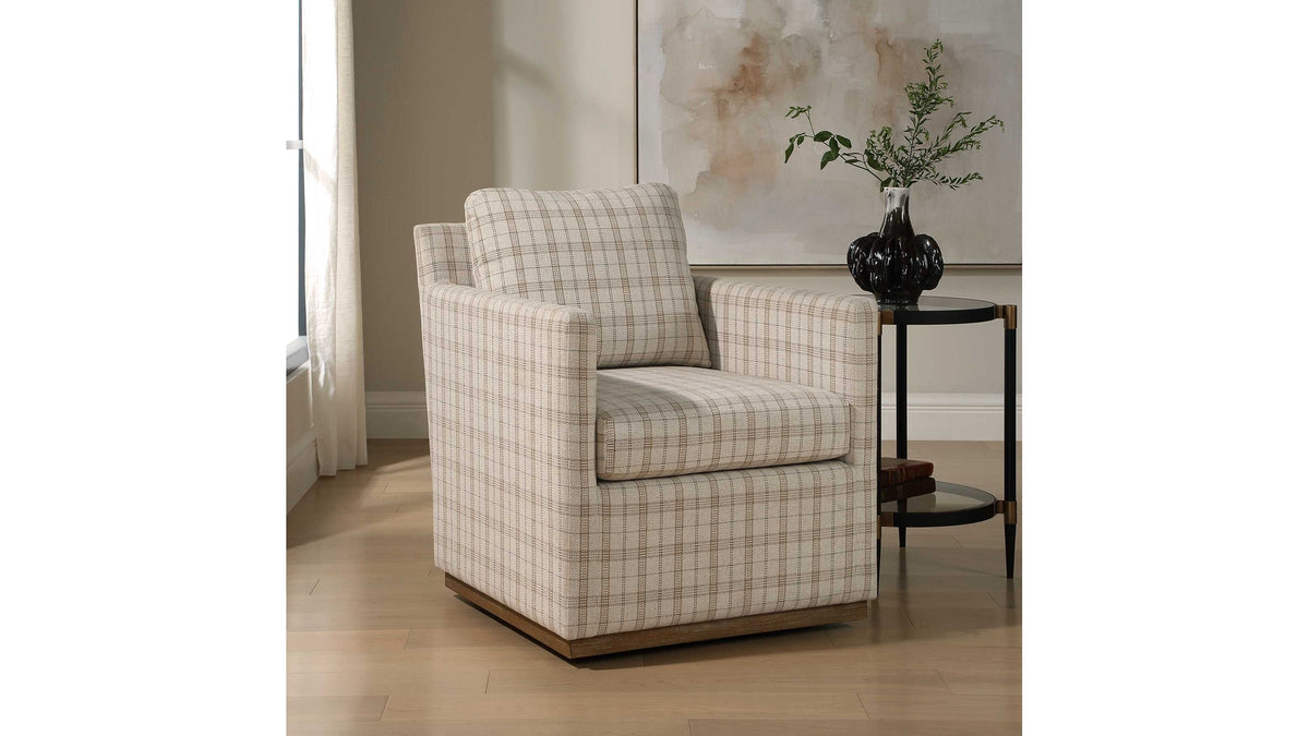 Basie - Casual Linen Swivel Chair - White