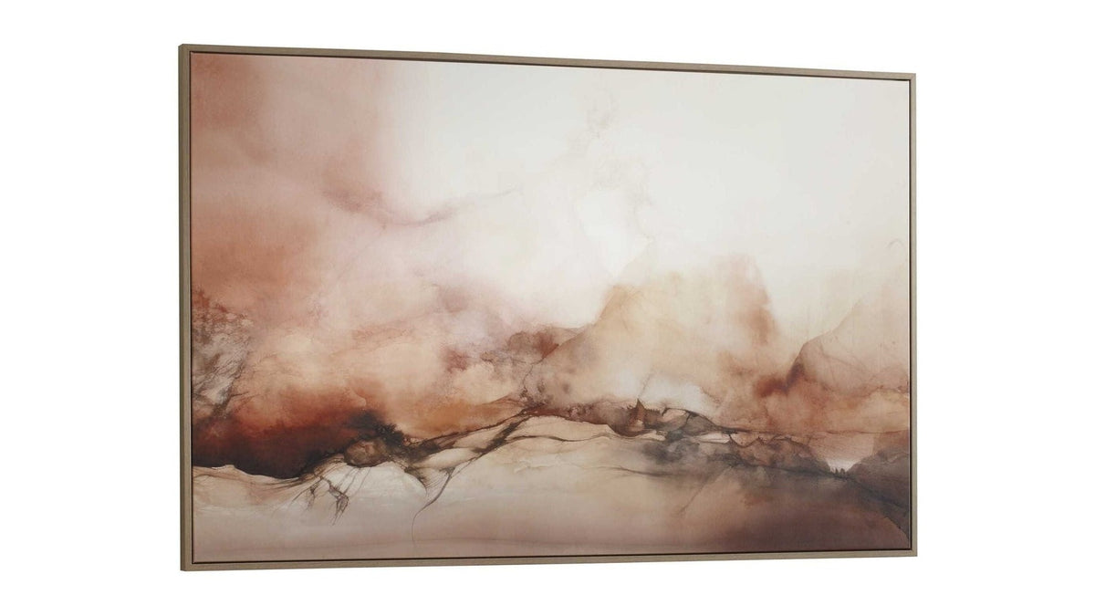 Rise - Framed Modern Canvas - Black / Brown / Orange / White