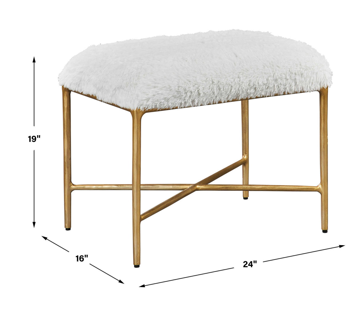 Charmed - Sheepskin Small Bench - White