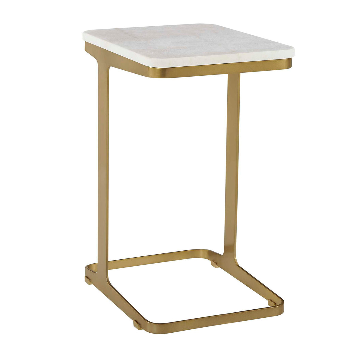 Tylan - Marble Accent Table - Brass / White