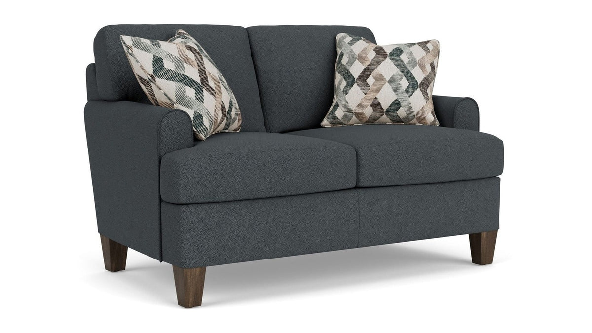 Moxy - Fabric Loveseat, T-Shaped Seat Cushion, Rounded Mailbox Arms