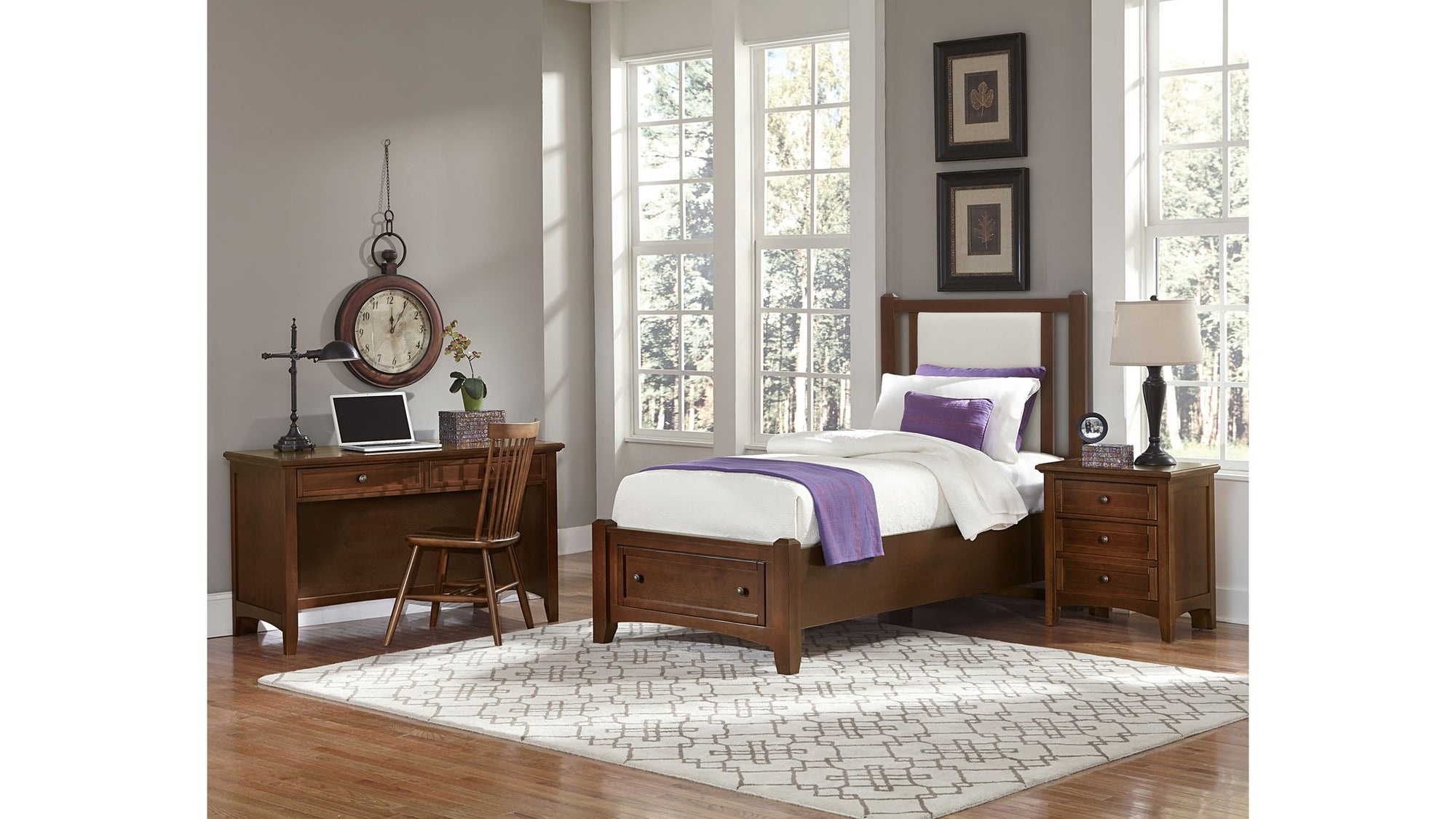 Bonanza - Pebble Gray Upholstered Bed With Mansion Footboard