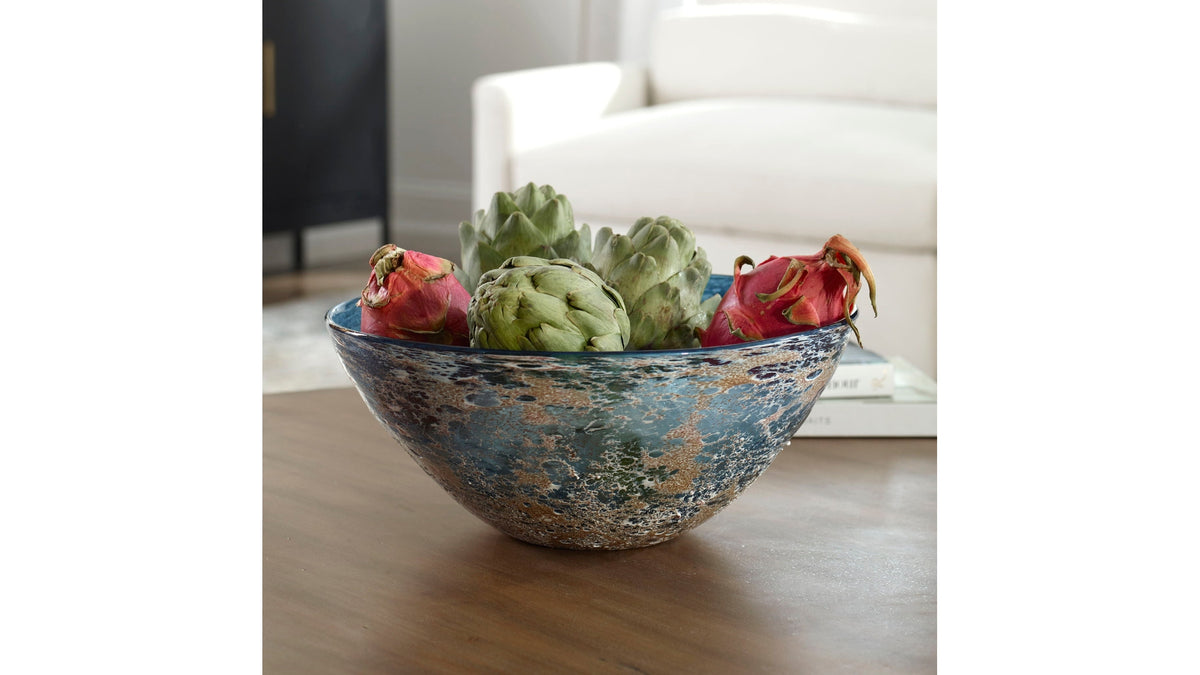 Genovesa - Aqua Glass Bowl - Blue