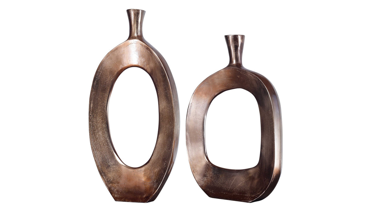 Kyler - Textured Vases (Set of 2) - Bronze